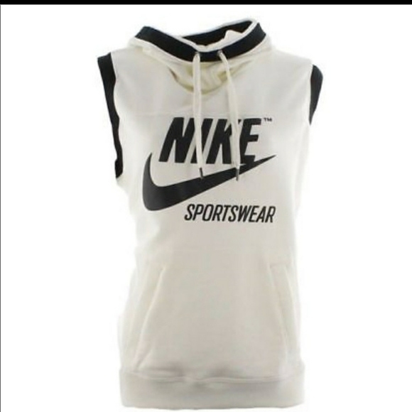 white nike sleeveless hoodie